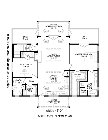 House Plan 52126 First Level Plan