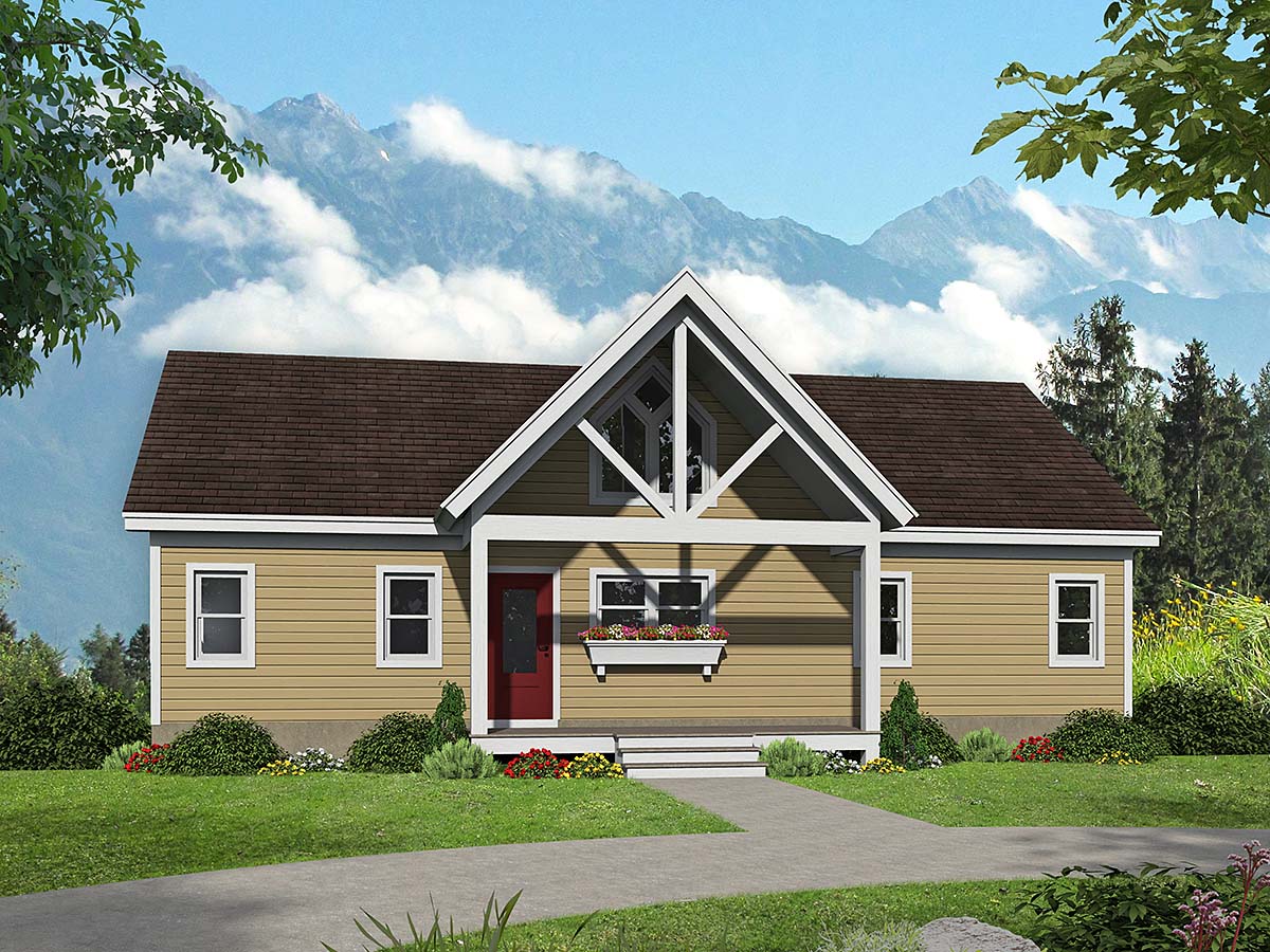 Country, Ranch, Traditional Plan with 1304 Sq. Ft., 2 Bedrooms, 2 Bathrooms Elevation