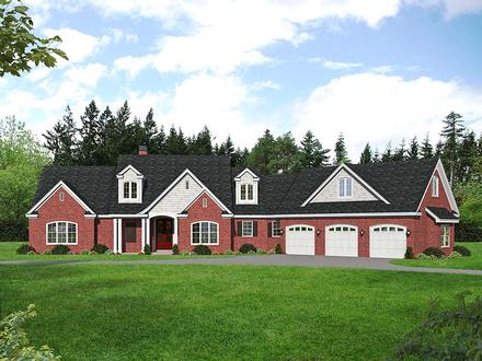 Country Farmhouse Traditional Elevation of Plan 52128
