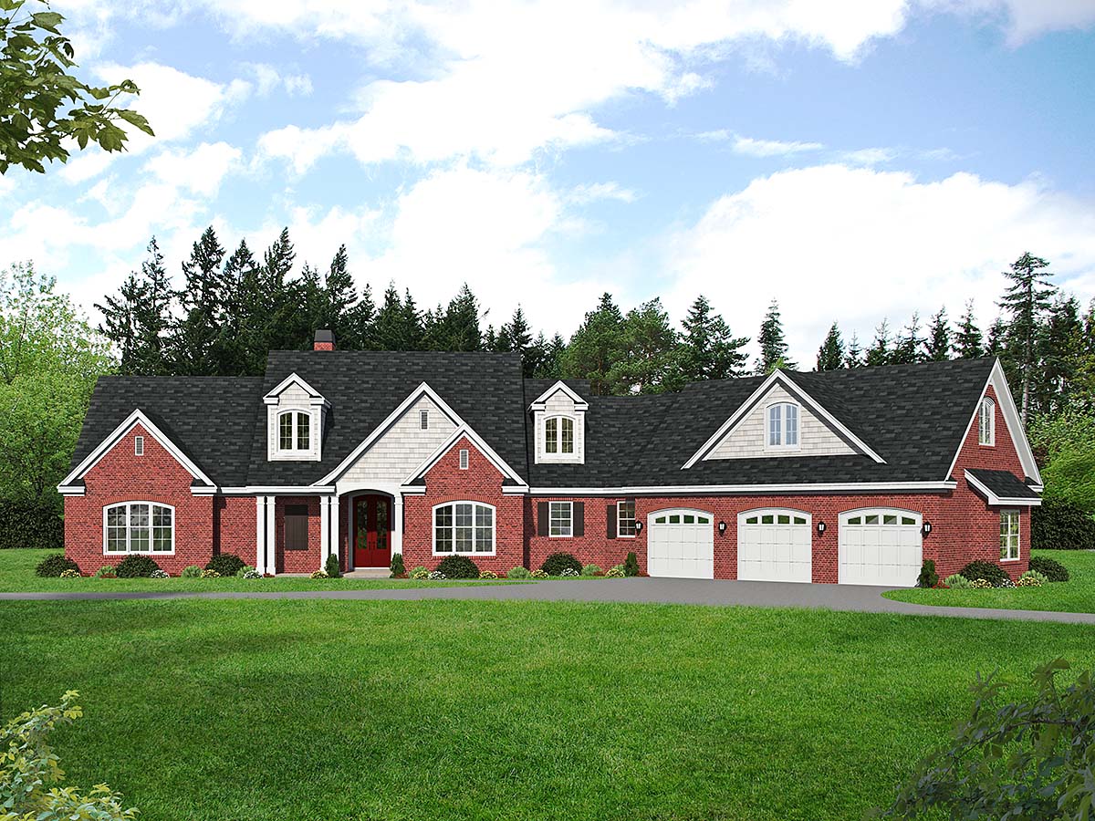 Country, Farmhouse, Traditional Plan with 3510 Sq. Ft., 3 Bedrooms, 3 Bathrooms, 3 Car Garage Elevation