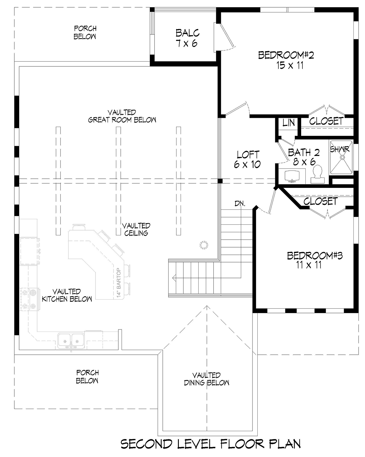 Country Farmhouse Level Two of Plan 52131