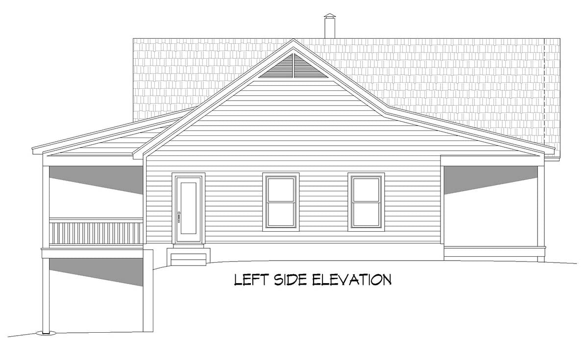 Country, Ranch, Traditional Plan with 1500 Sq. Ft., 2 Bedrooms, 3 Bathrooms, 1 Car Garage Picture 3