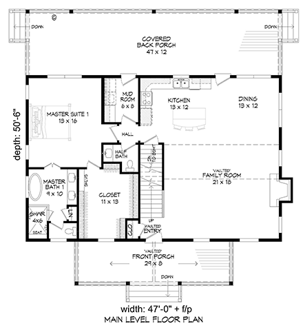 House Plan 52140 First Level Plan