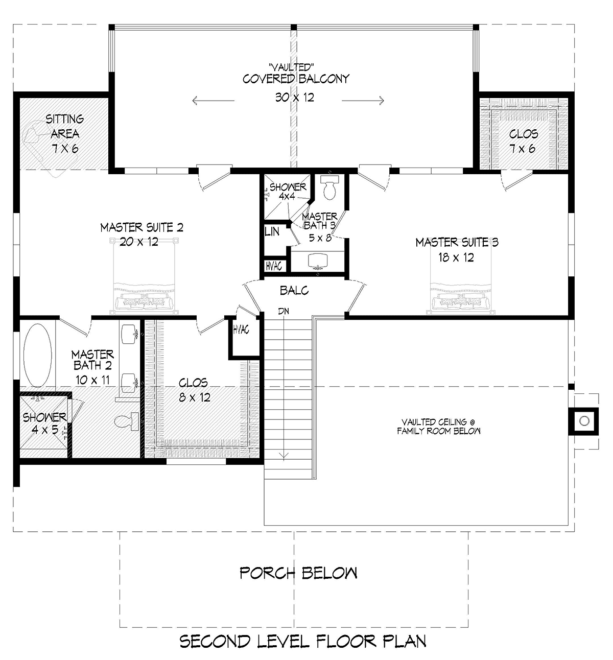 Bungalow Country Craftsman Farmhouse Level Two of Plan 52140