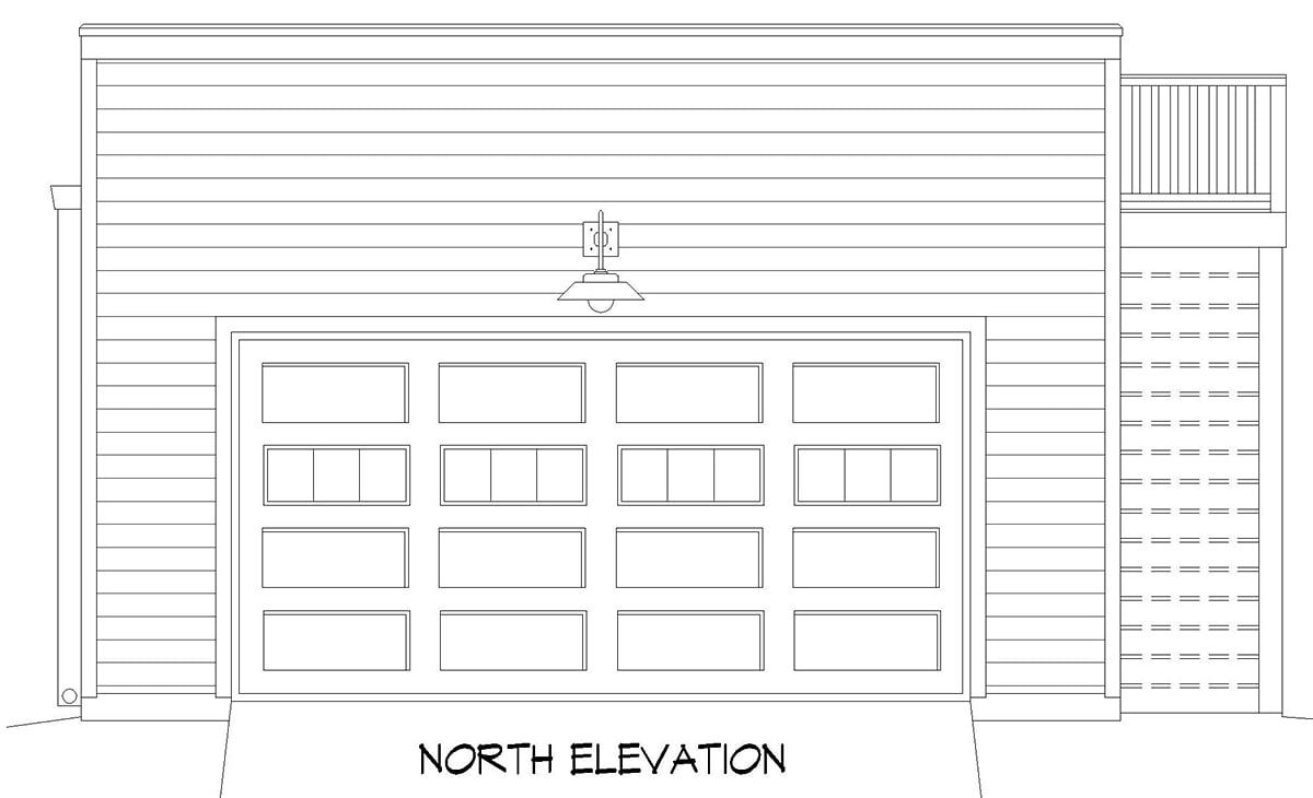 Cape Cod Coastal Saltbox Rear Elevation of Plan 52142