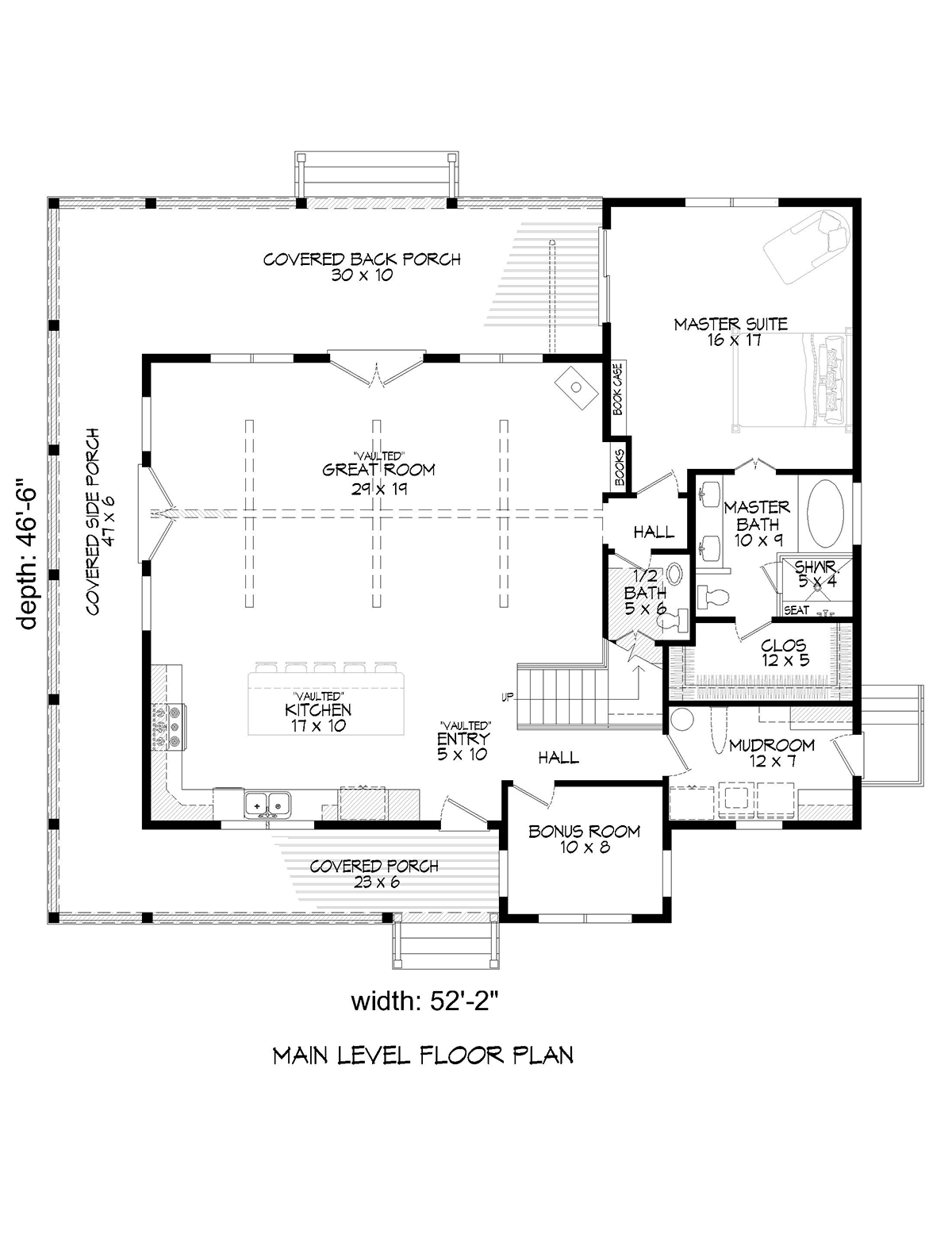 Country Farmhouse Traditional Level One of Plan 52143