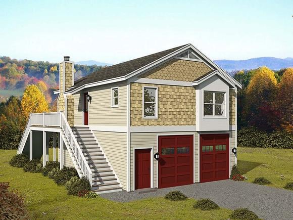 Garage-Living Plan 52147 Elevation