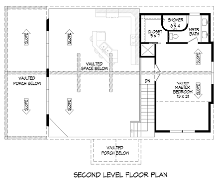 House Plan 52148 Second Level Plan