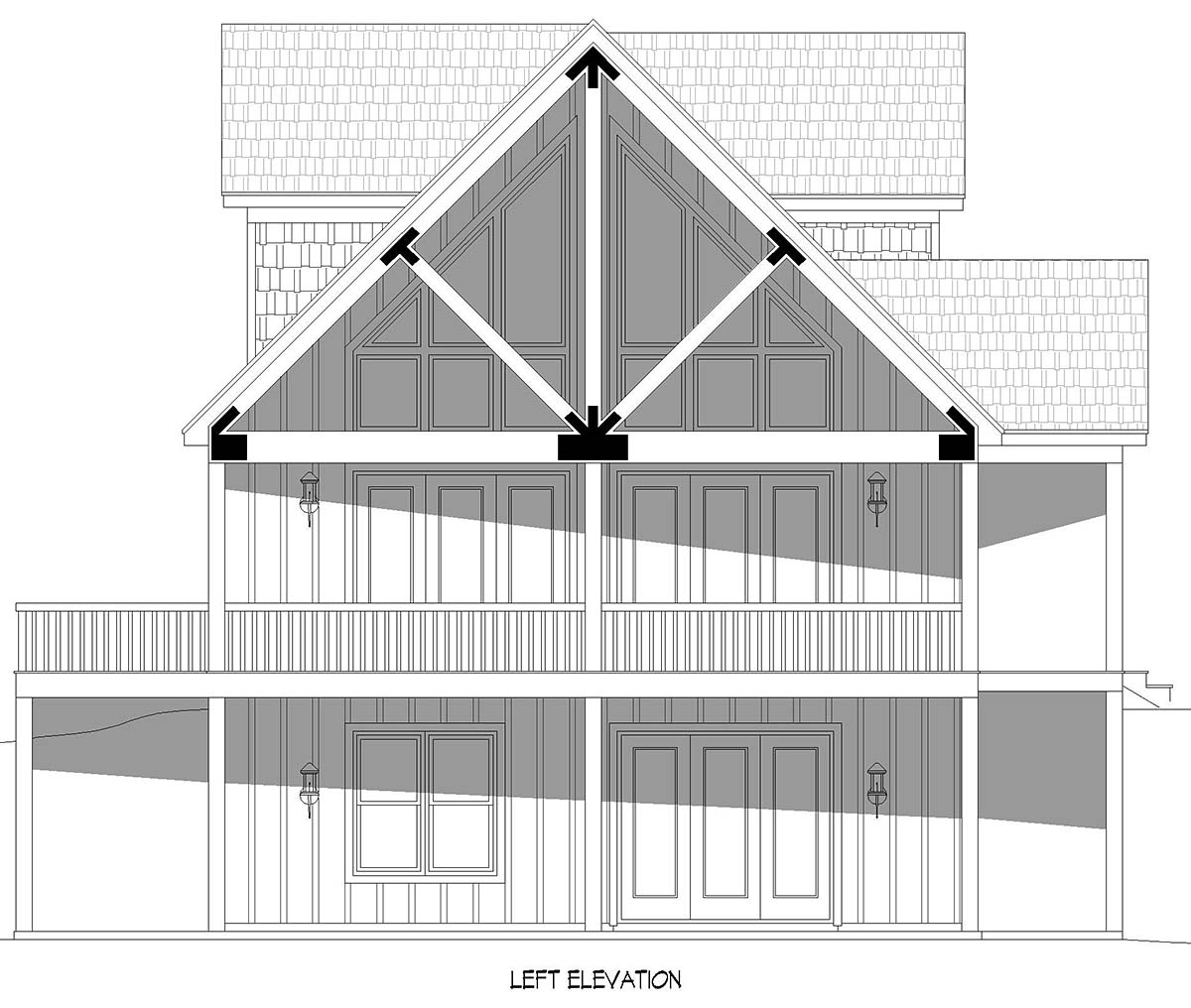 Cabin, Country, Craftsman, Farmhouse, Prairie Style Plan with 2537 Sq. Ft., 3 Bedrooms, 2 Bathrooms, 2 Car Garage Picture 3