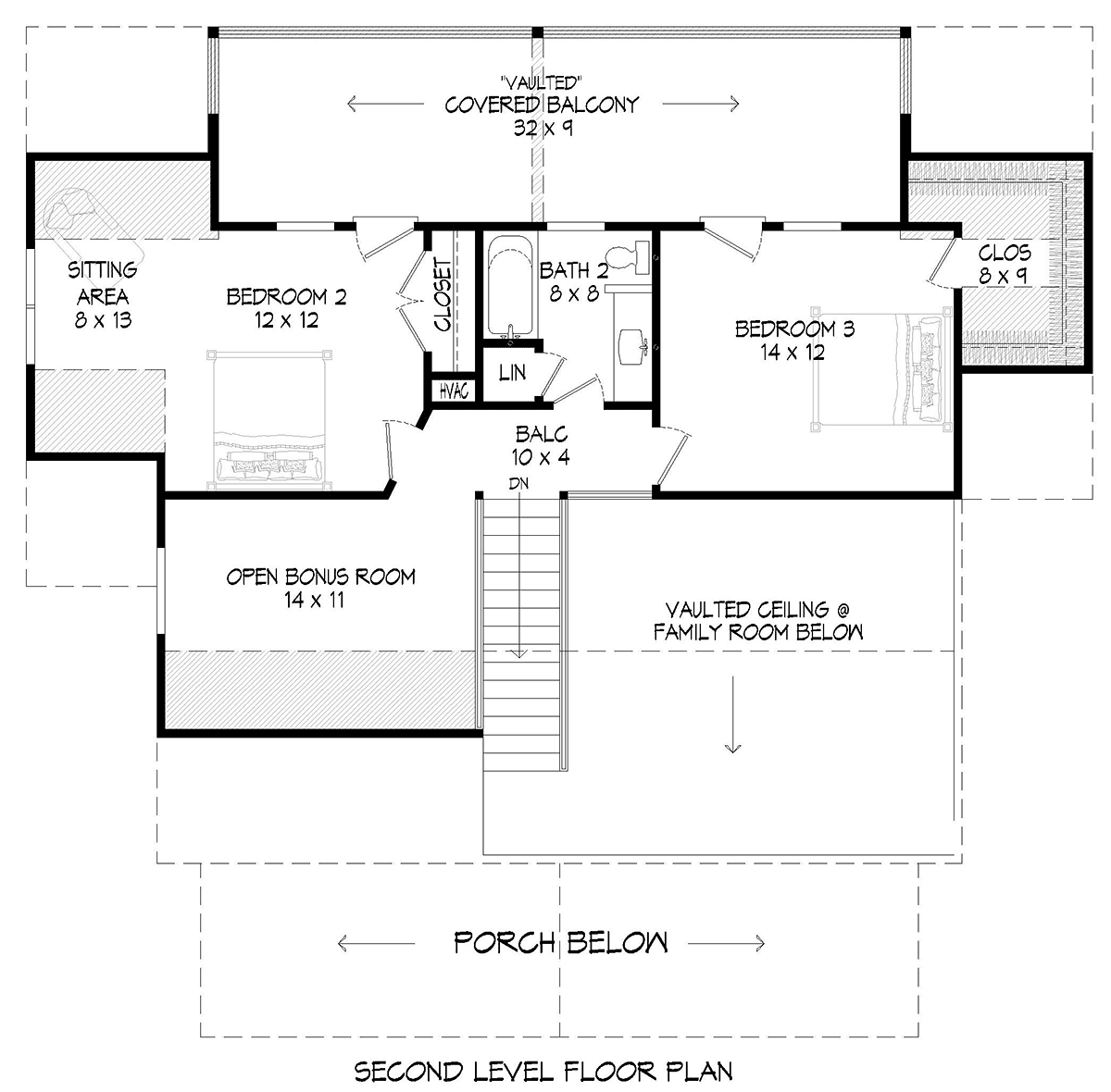 Cabin Country Farmhouse Level Two of Plan 52149