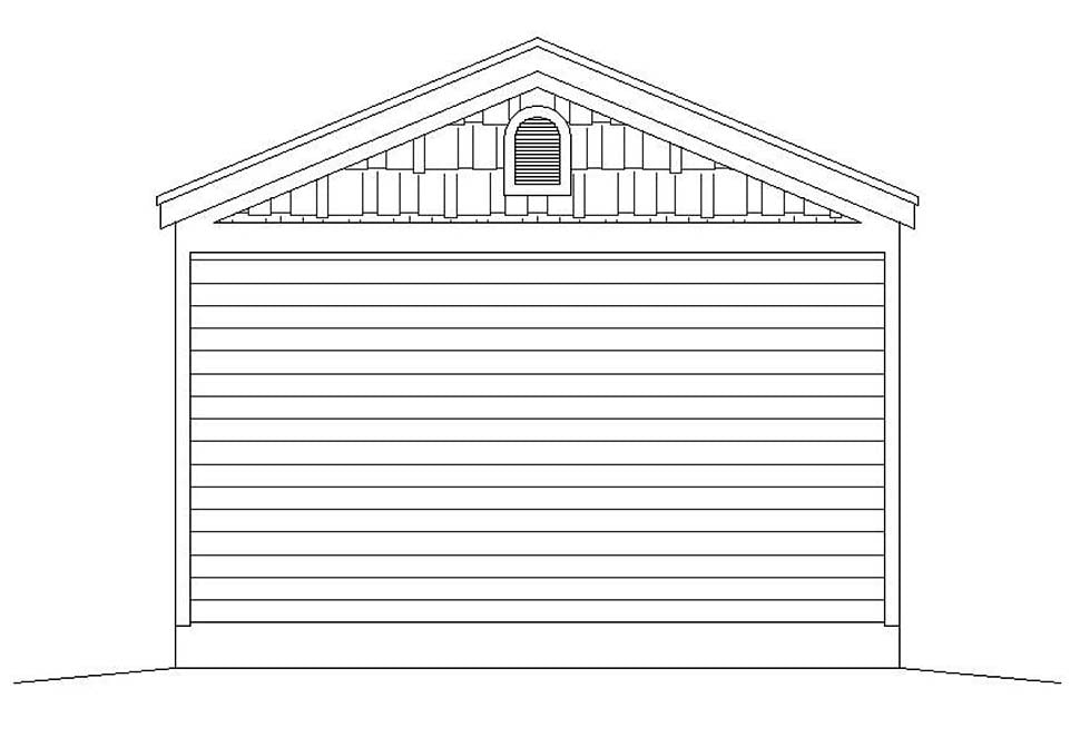 Bungalow, Craftsman, Traditional Plan, 1 Car Garage Rear Elevation