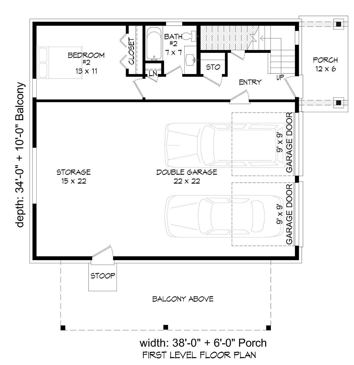 Coastal, Contemporary, Modern Garage-Living Plan 52157 with 2 Beds, 2 Baths, 2 Car Garage Level One