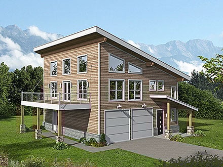 Coastal Contemporary Modern Elevation of Plan 52157