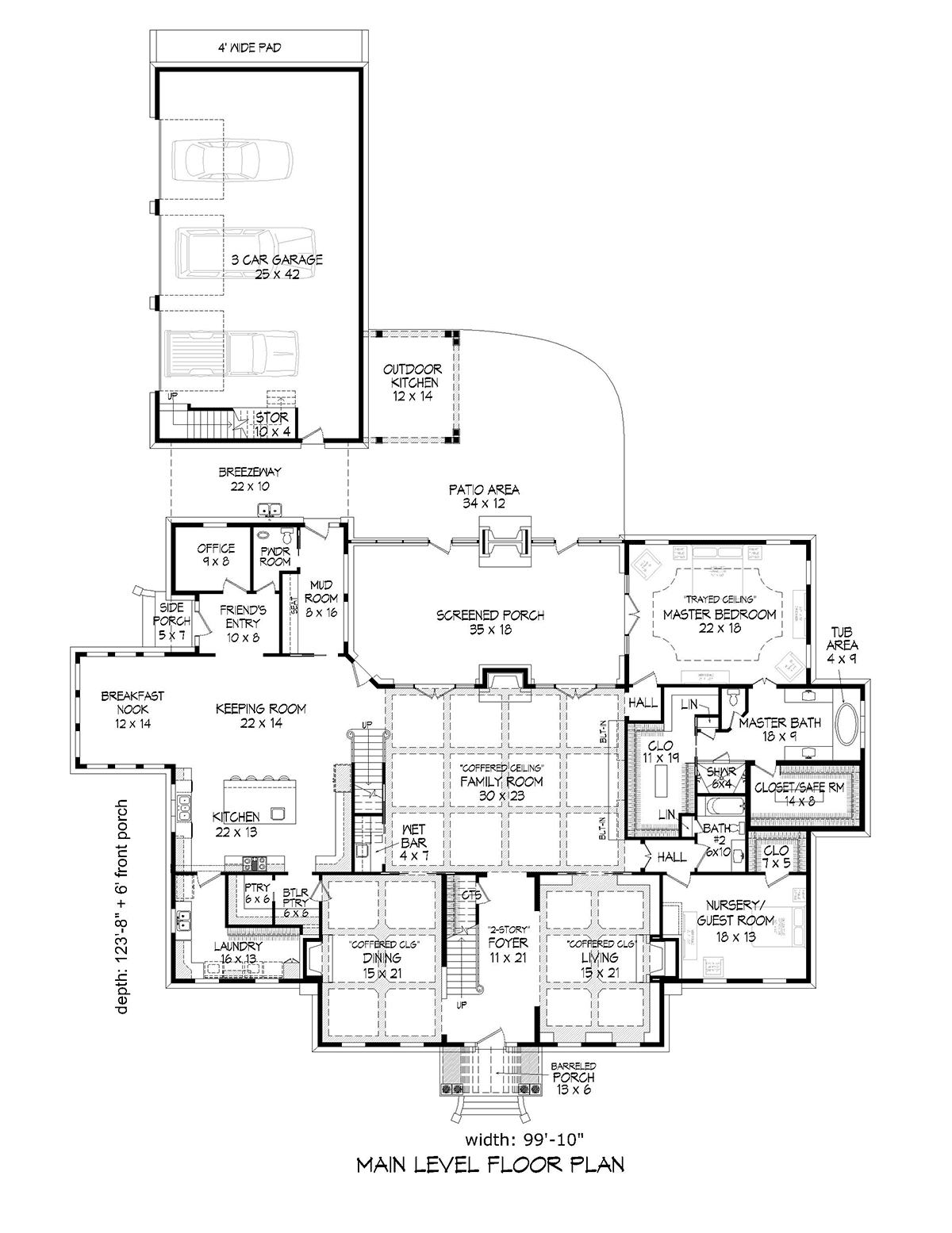 Colonial Cottage Country Southern Level One of Plan 52159