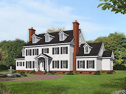 Colonial Cottage Country Southern Elevation of Plan 52159