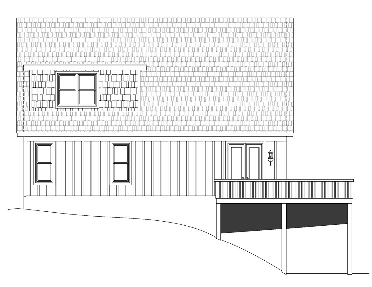 A-Frame Contemporary Rear Elevation of Plan 52164