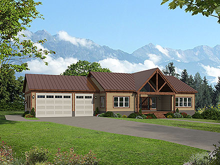 Country Farmhouse Ranch Traditional Elevation of Plan 52166