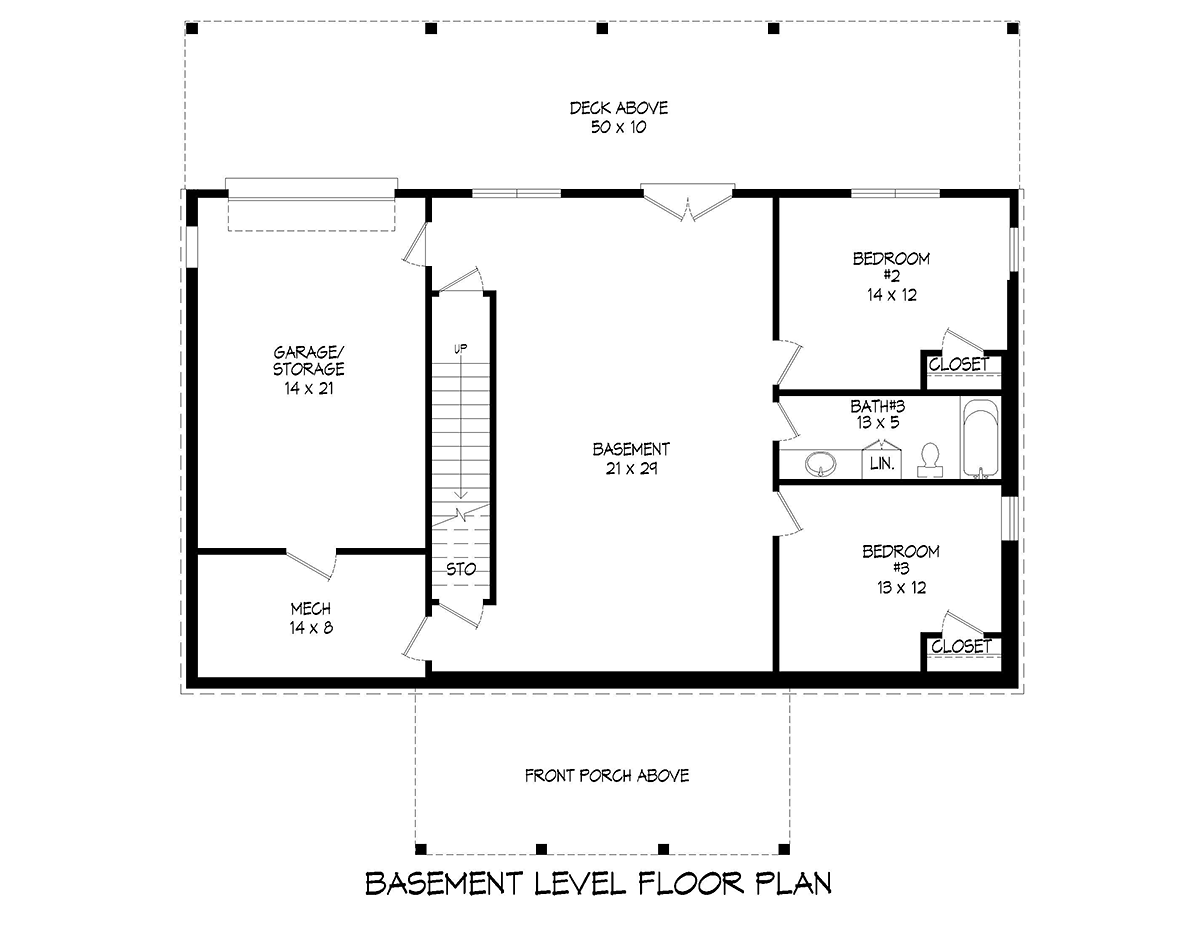 Country Farmhouse Traditional Lower Level of Plan 52167