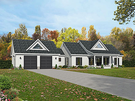 Country Farmhouse Traditional Elevation of Plan 52167