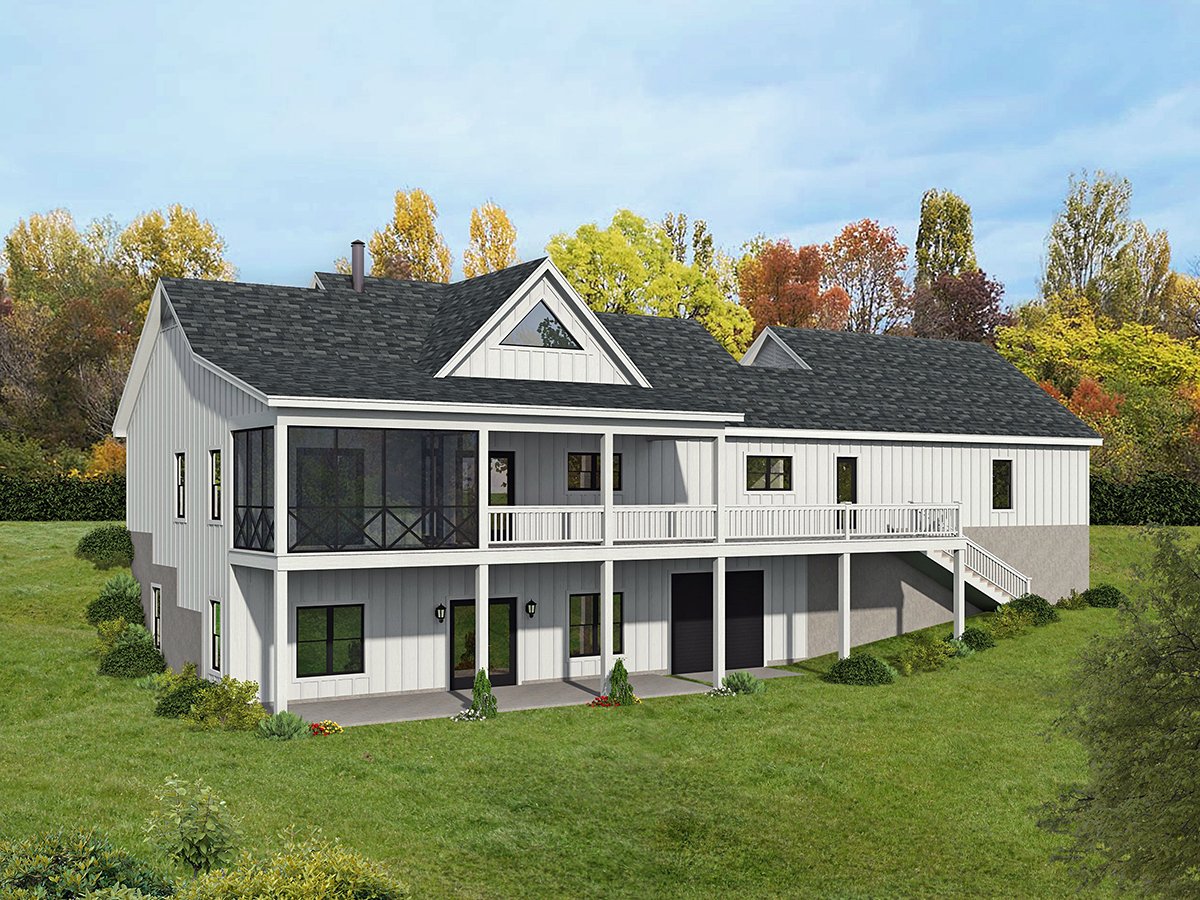 Country Farmhouse Traditional Rear Elevation of Plan 52167