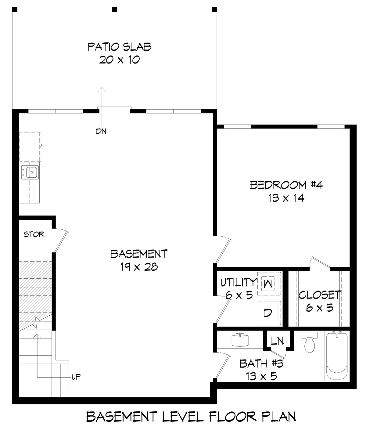Farmhouse Traditional Lower Level of Plan 52168