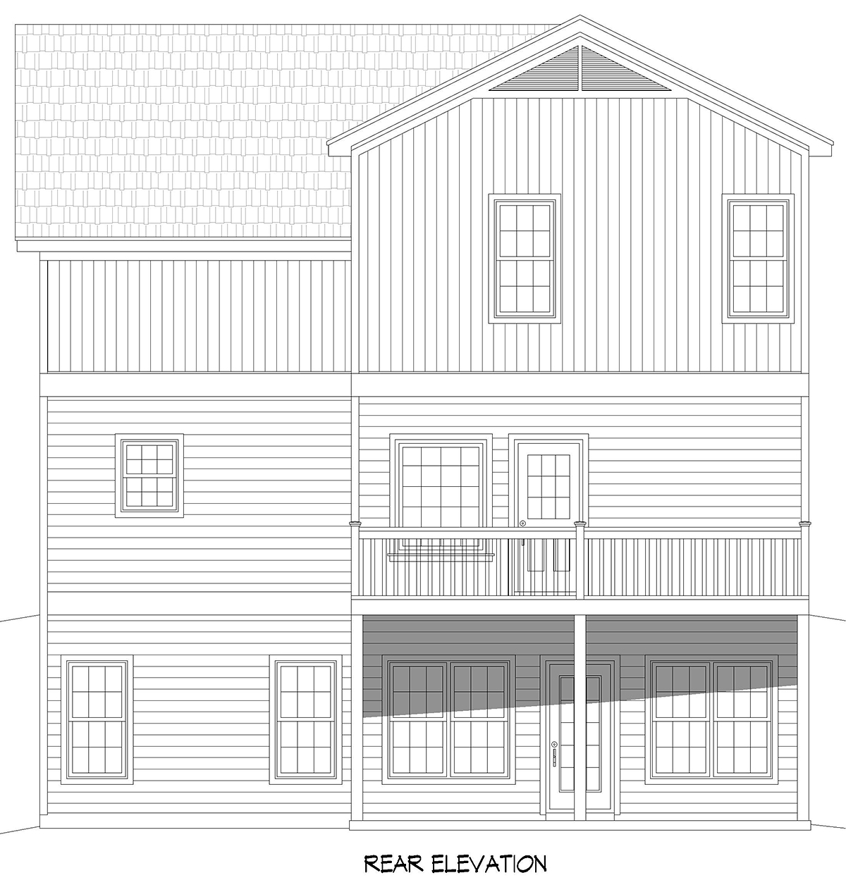 Farmhouse Traditional Rear Elevation of Plan 52168