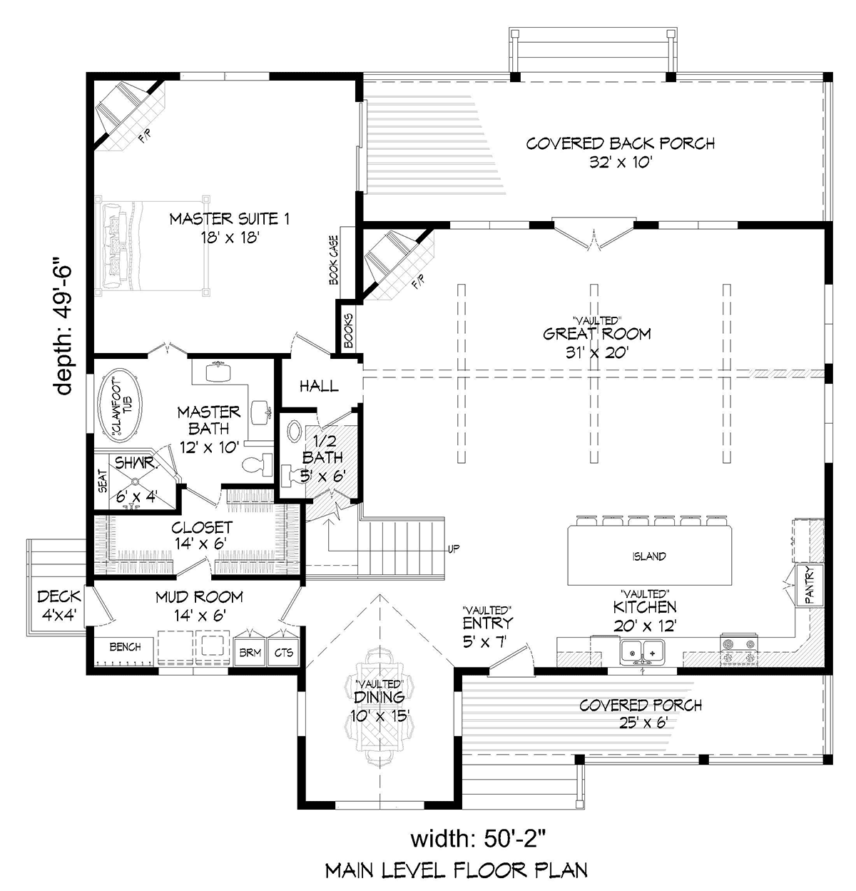 Country Farmhouse Ranch Traditional Level One of Plan 52172