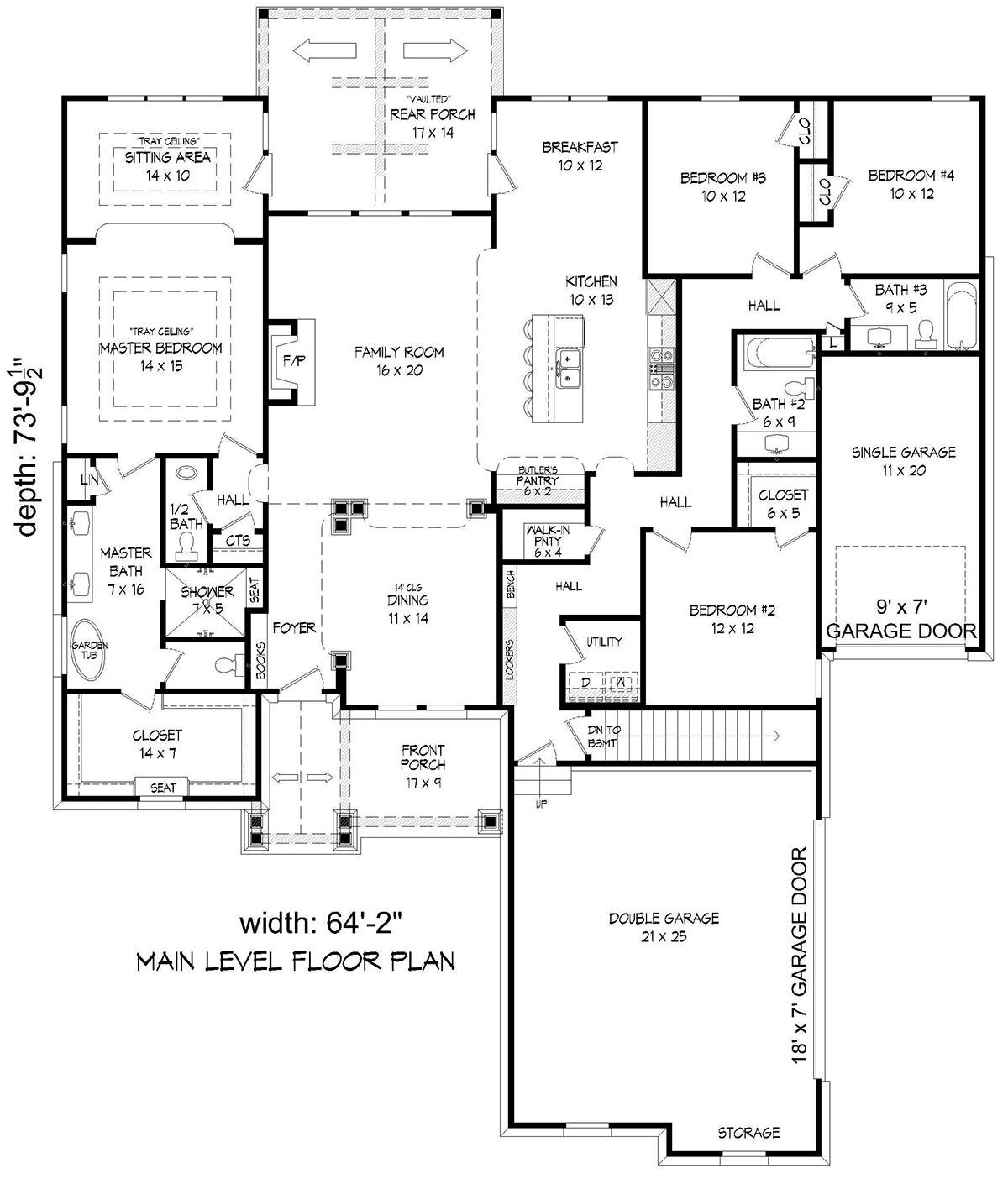 Country Craftsman Traditional Level One of Plan 52175