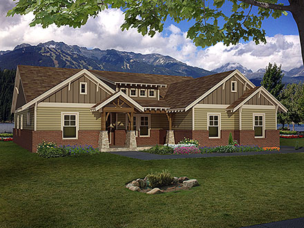 Country Craftsman Traditional Elevation of Plan 52175