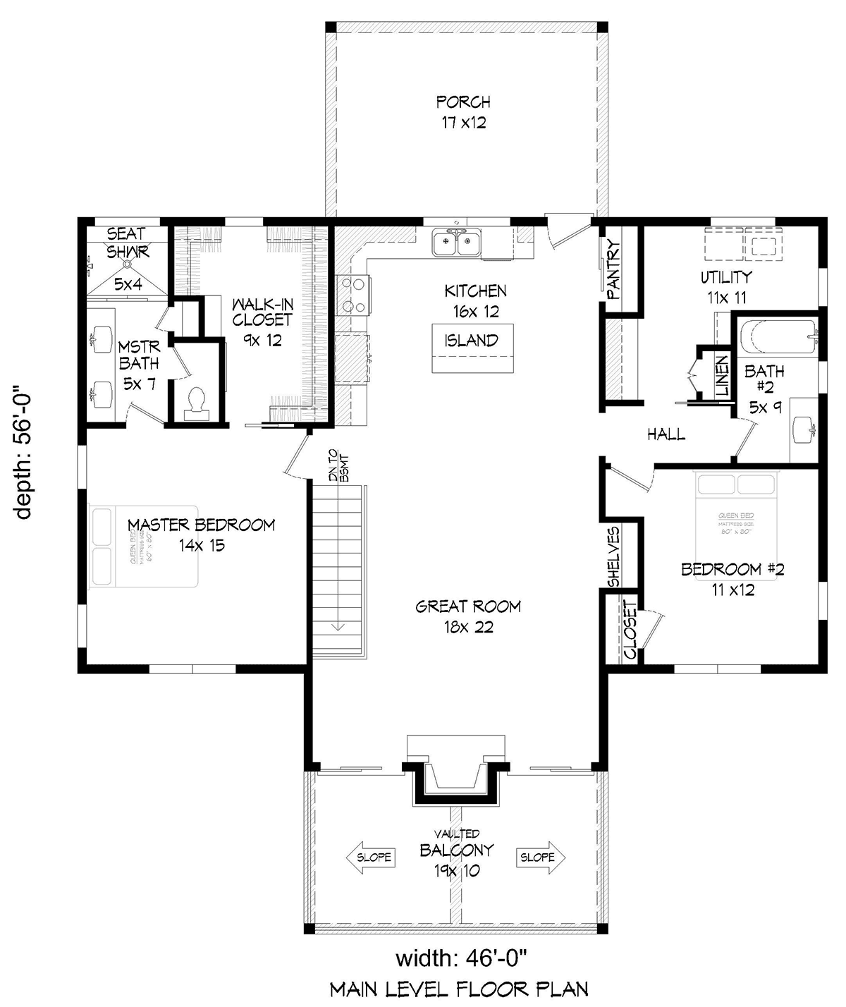 Bungalow Craftsman Prairie Style Ranch Level One of Plan 52177