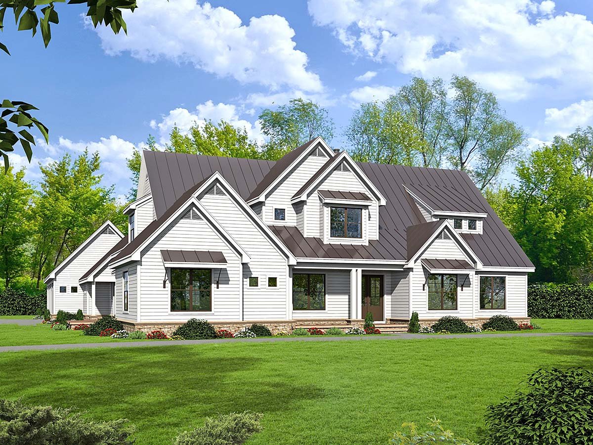 Country, Farmhouse, Traditional Plan with 5400 Sq. Ft., 6 Bedrooms, 5 Bathrooms, 4 Car Garage Elevation