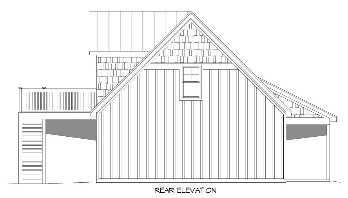 Country Farmhouse Rear Elevation of Plan 52185
