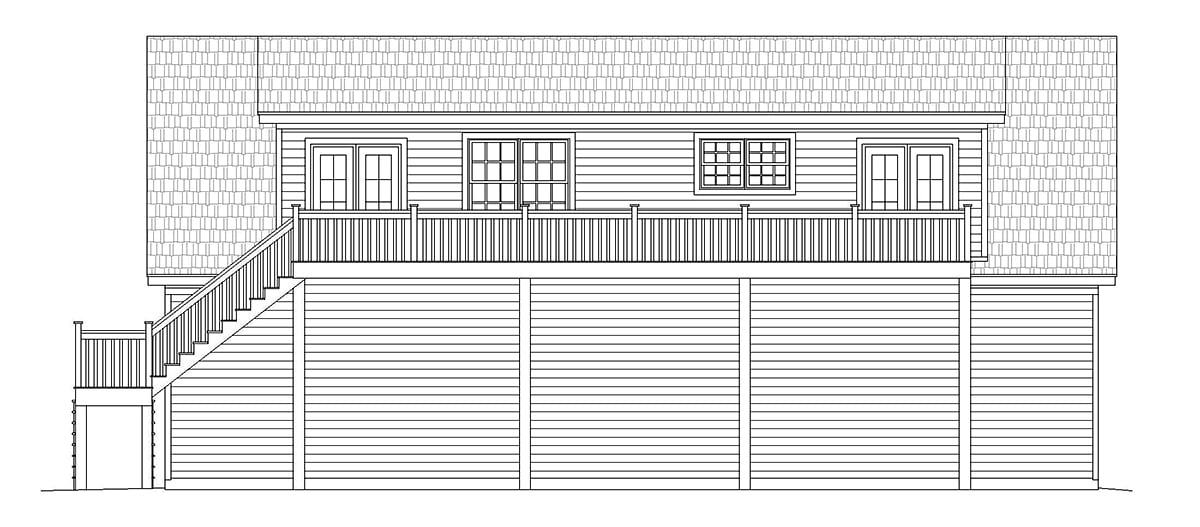 Bungalow Cottage Craftsman Farmhouse Traditional Rear Elevation of Plan 52188