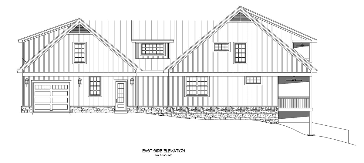 Country Farmhouse Rear Elevation of Plan 52189