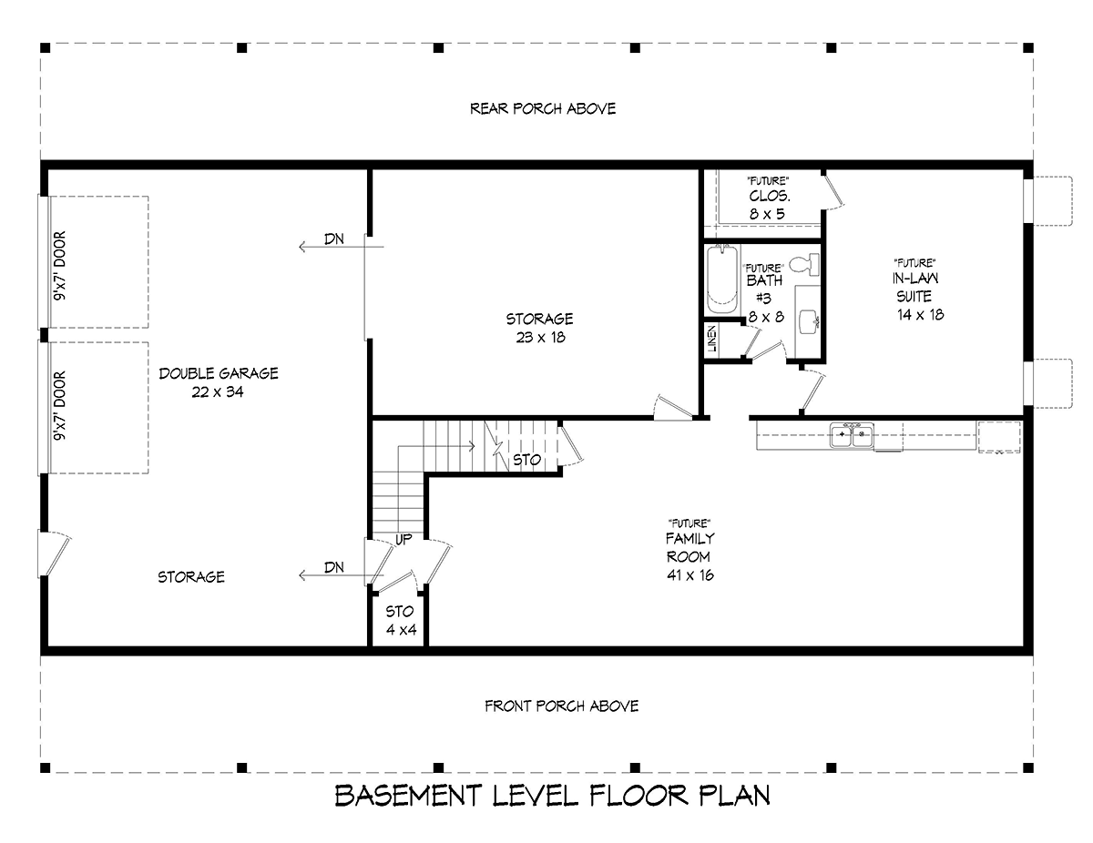 Country Farmhouse Ranch Traditional Lower Level of Plan 52190