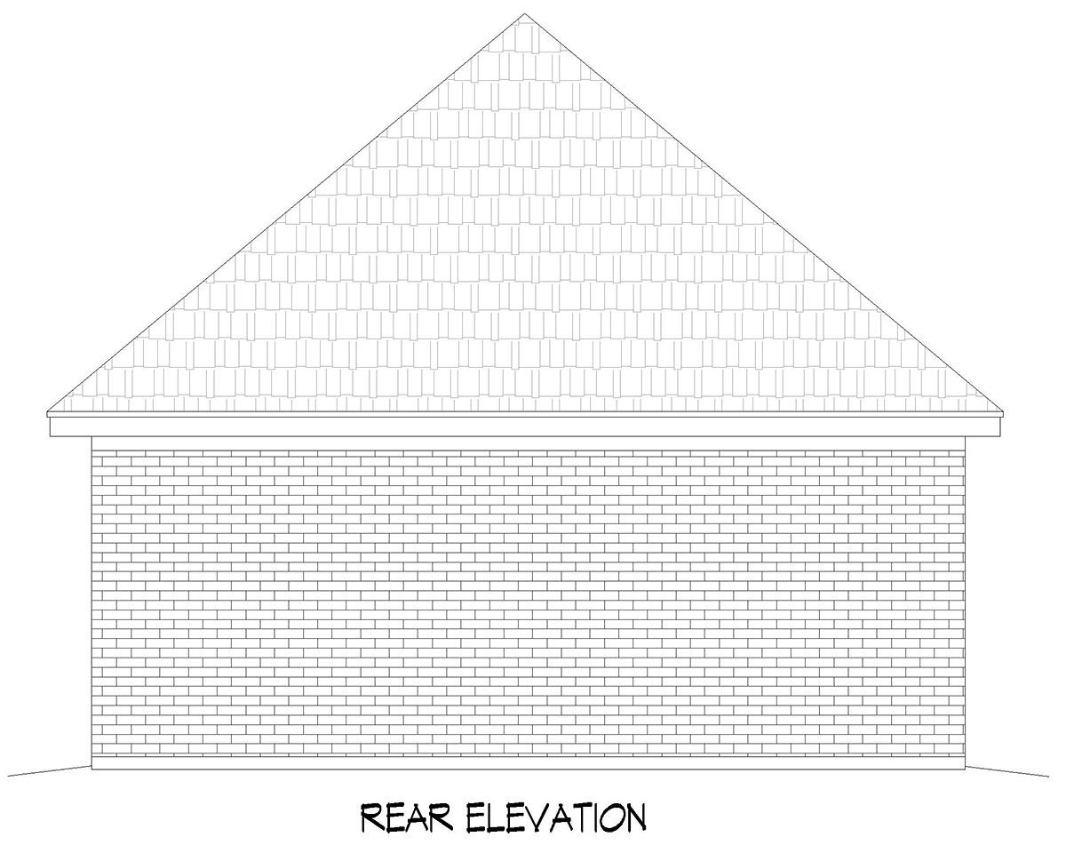 Coastal Traditional Rear Elevation of Plan 52191