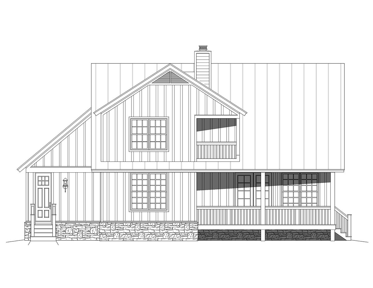 Bungalow Craftsman Farmhouse Ranch Rear Elevation of Plan 52197