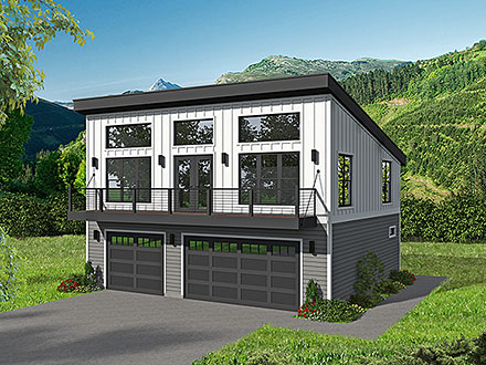 Contemporary Modern Elevation of Plan 52198