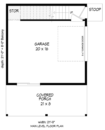 Garage Plan 52199 - 1 Car Garage First Level Plan