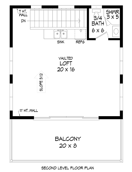 Garage Plan 52199 - 1 Car Garage Second Level Plan