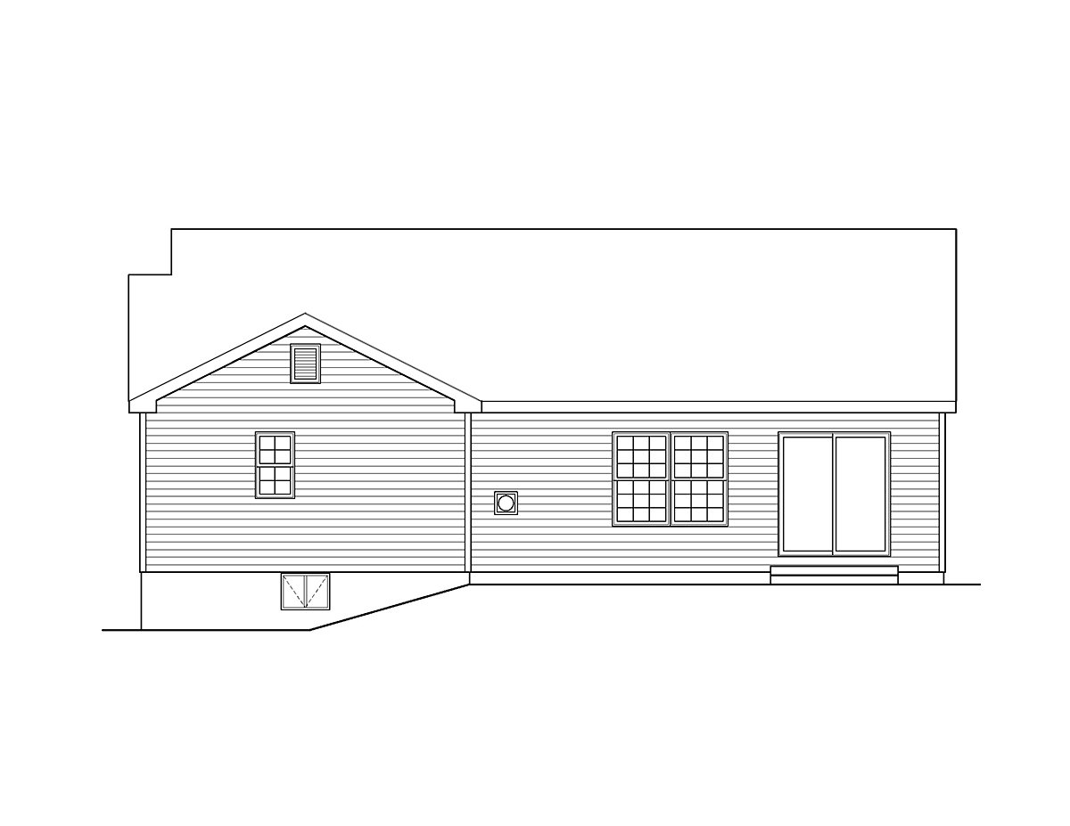 Ranch Traditional Rear Elevation of Plan 52200