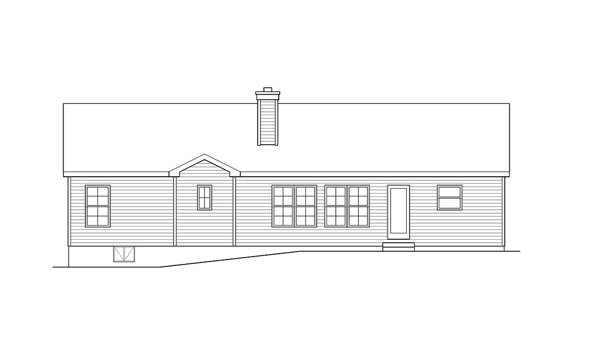 Ranch Traditional Rear Elevation of Plan 52202