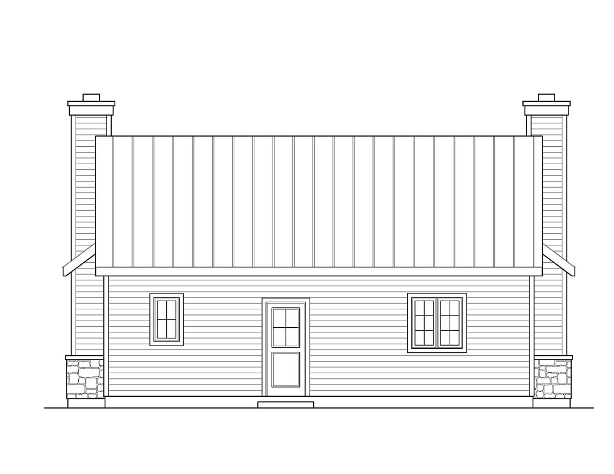 Cabin Cottage Rear Elevation of Plan 52205