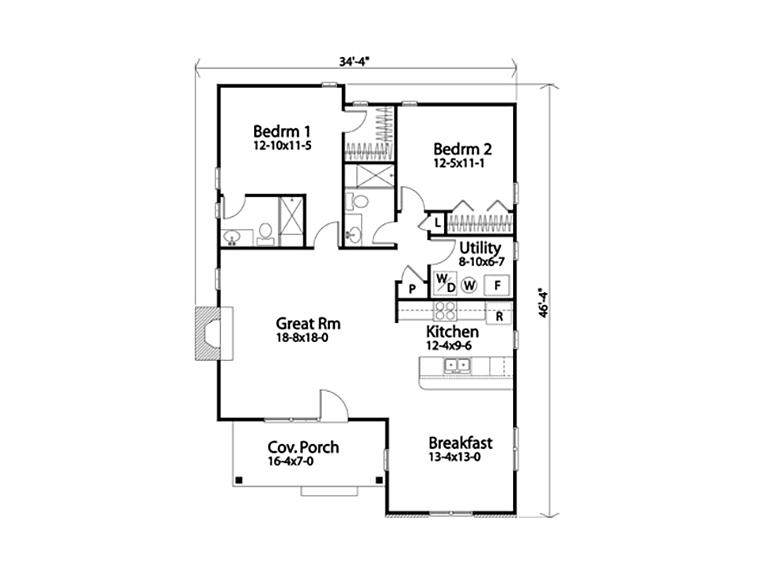 Cabin Cottage Level One of Plan 52206