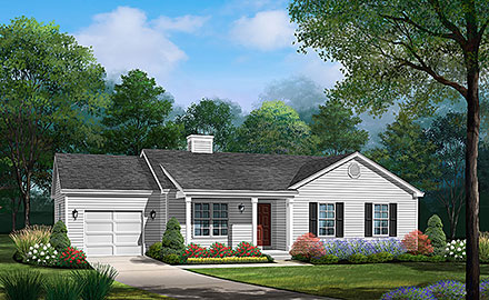 Ranch Traditional Elevation of Plan 52208