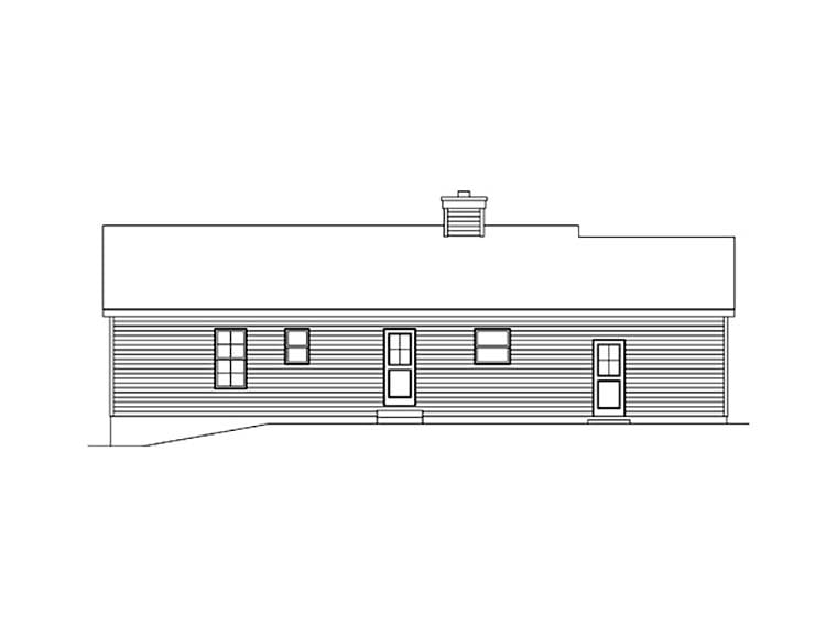 Ranch Traditional Rear Elevation of Plan 52208