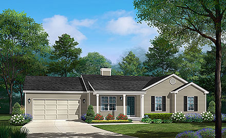 Ranch Traditional Elevation of Plan 52209