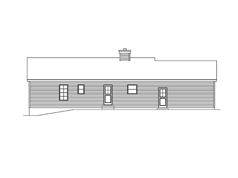 Ranch Traditional Rear Elevation of Plan 52209