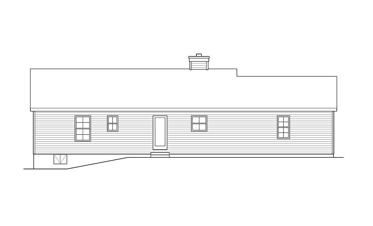 Ranch Traditional Rear Elevation of Plan 52210
