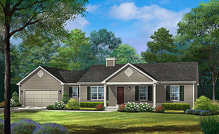 Ranch Traditional Elevation of Plan 52211